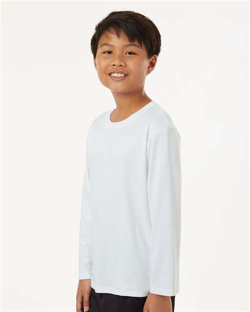 AllPro 48400Y Youth Pro-Lock Performance Long Sleeve T-Shirt - White - model side