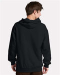 Jerzees IC49MR Unisex Ultimate CVC Hooded Sweatshirt - Black Ink - model back