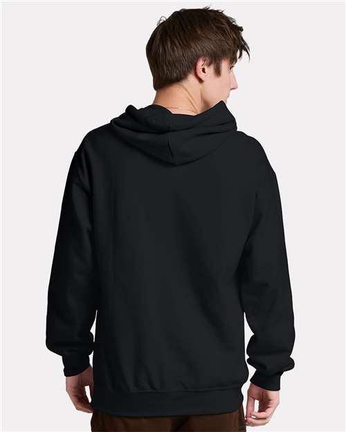 Jerzees IC49MR Unisex Ultimate CVC Hooded Sweatshirt - Black Ink - model back
