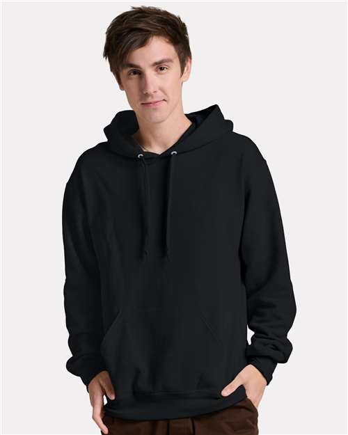 Jerzees IC49MR Unisex Ultimate CVC Hooded Sweatshirt - Black Ink - model front