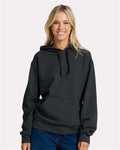 Jerzees IC49MR Unisex Ultimate CVC Hooded Sweatshirt - Black Ink Heather - model front