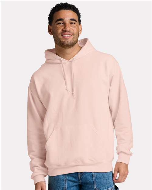 Jerzees IC49MR Unisex Ultimate CVC Hooded Sweatshirt - Blush Pink - model front
