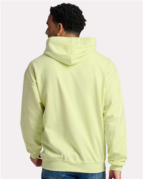 Jerzees IC49MR Unisex Ultimate CVC Hooded Sweatshirt - Celery Juice - model back