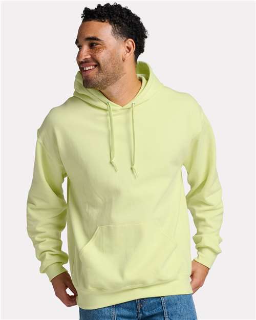 Jerzees IC49MR Unisex Ultimate CVC Hooded Sweatshirt - Celery Juice - model front