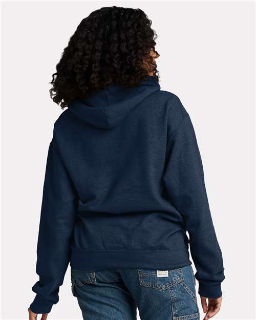 Jerzees IC49MR Unisex Ultimate CVC Hooded Sweatshirt - Indigo Heather - model back