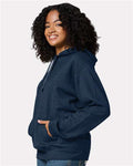 Jerzees IC49MR Unisex Ultimate CVC Hooded Sweatshirt - Indigo Heather - model side