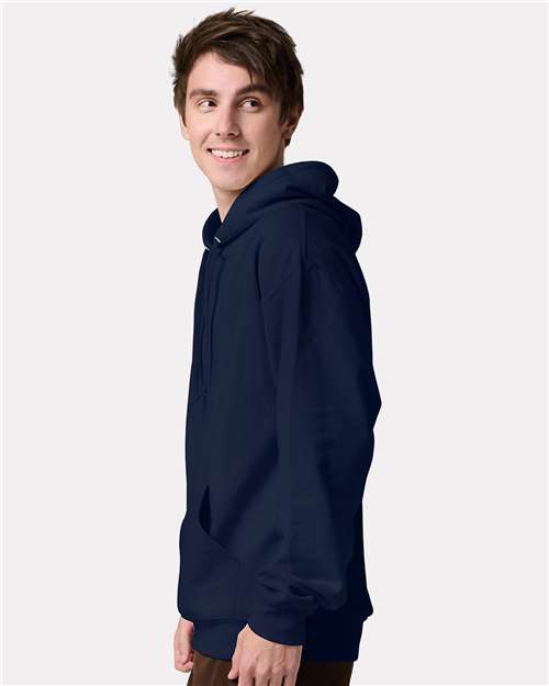 Jerzees IC49MR Unisex Ultimate CVC Hooded Sweatshirt - J. Navy - model side