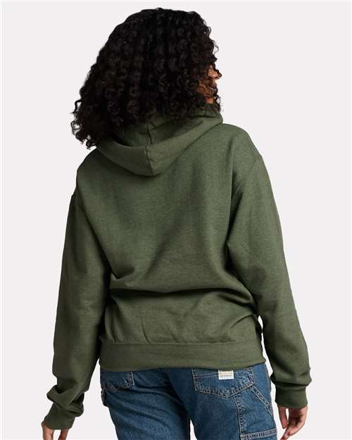 Jerzees IC49MR Unisex Ultimate CVC Hooded Sweatshirt - Military Green Heather - model back