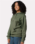 Jerzees IC49MR Unisex Ultimate CVC Hooded Sweatshirt - Military Green Heather - model side