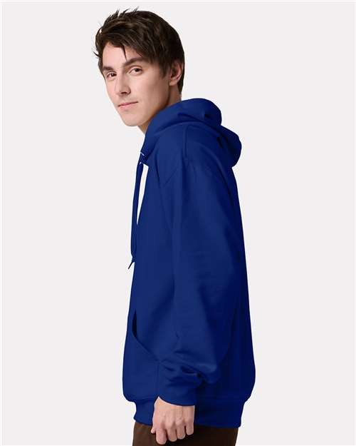 Jerzees IC49MR Unisex Ultimate CVC Hooded Sweatshirt - Orchid - model side