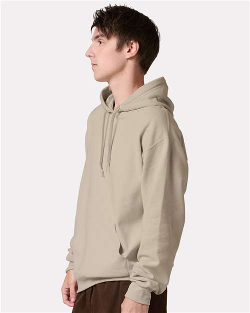 Jerzees IC49MR Unisex Ultimate CVC Hooded Sweatshirt - Putty - model side