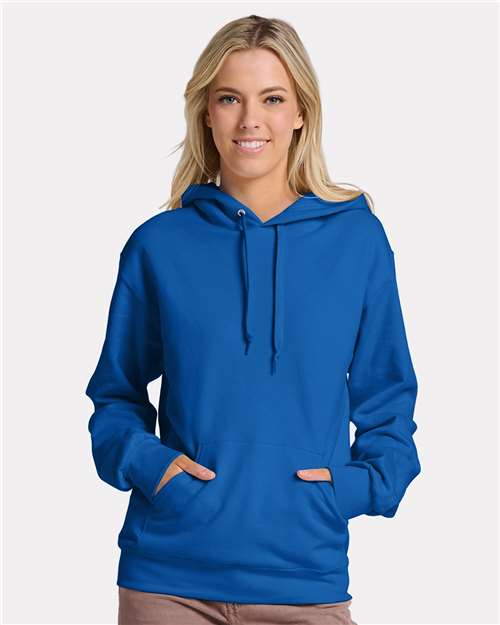 Jerzees IC49MR Unisex Ultimate CVC Hooded Sweatshirt - Royal - model front