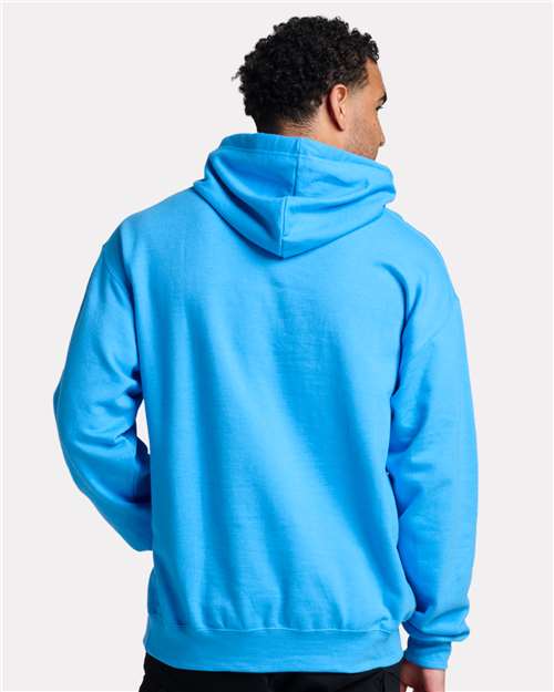 Jerzees IC49MR Unisex Ultimate CVC Hooded Sweatshirt - Soul Blue Heather - model back