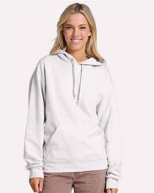 Jerzees IC49MR Unisex Ultimate CVC Hooded Sweatshirt - White - model front
