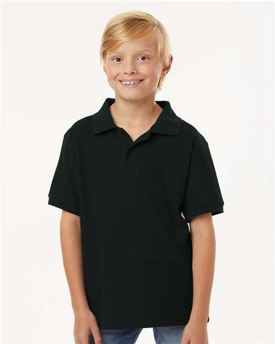 AllPro 62800Y Youth Pique Polo - Black - model front