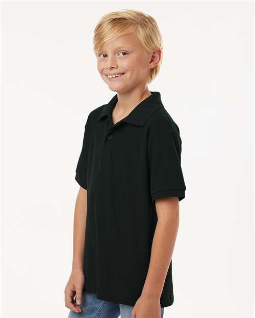 AllPro 62800Y Youth Pique Polo - Black - model side