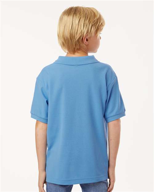 AllPro 62800Y Youth Pique Polo - Carolina Blue - model back