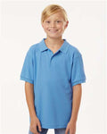 AllPro 62800Y Youth Pique Polo - Carolina Blue - model front