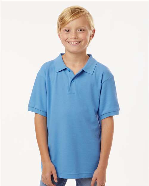 AllPro 62800Y Youth Pique Polo - Carolina Blue - model front