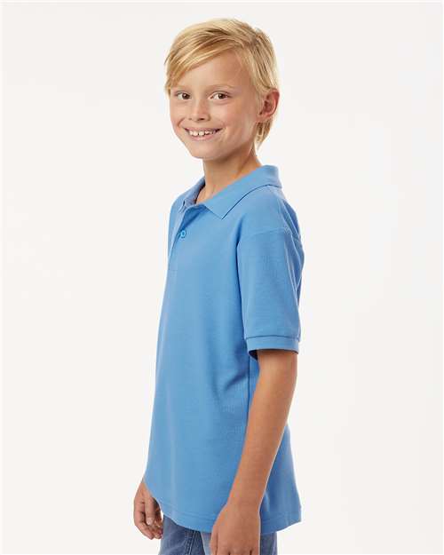 AllPro 62800Y Youth Pique Polo - Carolina Blue - model side