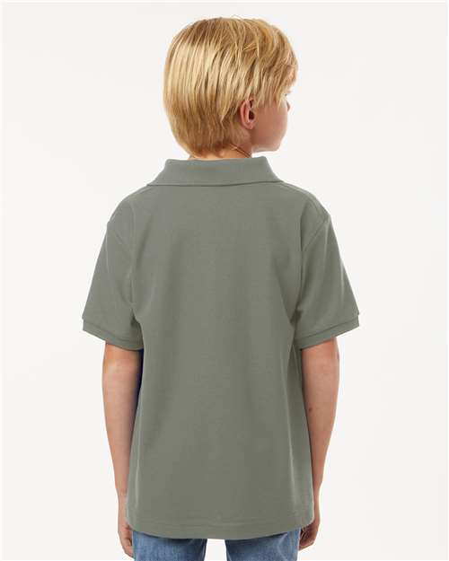 AllPro 62800Y Youth Pique Polo - Greystone - model back