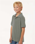 AllPro 62800Y Youth Pique Polo - Greystone - model side