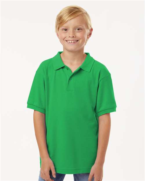 AllPro 62800Y Youth Pique Polo - Kelly Green - model front
