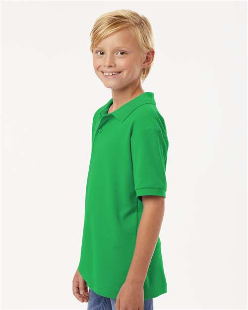 AllPro 62800Y Youth Pique Polo - Kelly Green - model side