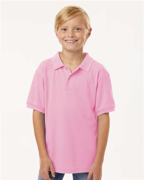 AllPro 62800Y Youth Pique Polo - Light Pink - model front