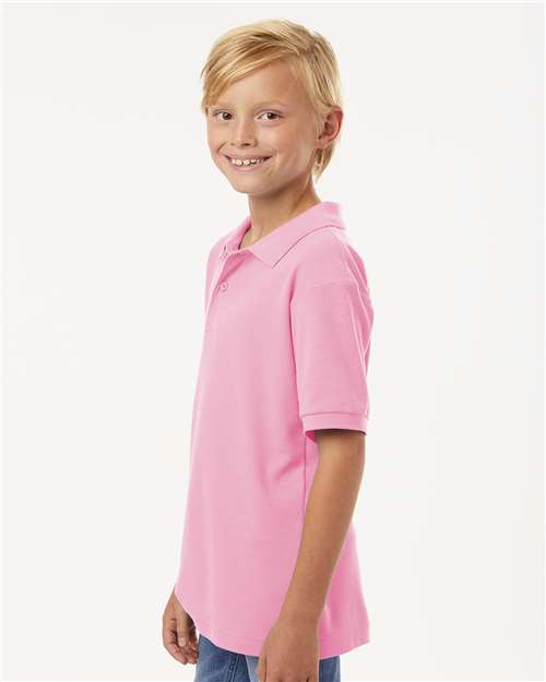 AllPro 62800Y Youth Pique Polo - Light Pink - model side