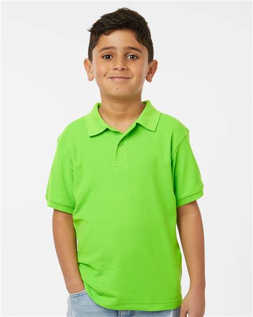 AllPro 62800Y Youth Pique Polo - Lime - model front