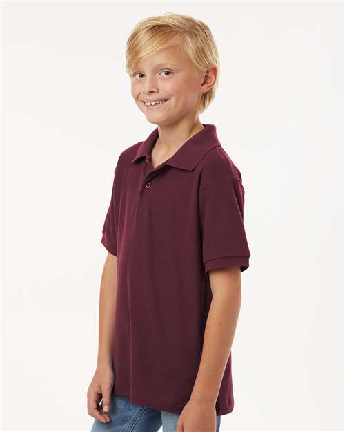 AllPro 62800Y Youth Pique Polo - Maroon - model side