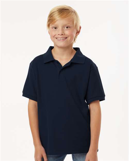 AllPro 62800Y Youth Pique Polo - Navy - model front