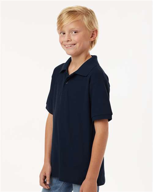 AllPro 62800Y Youth Pique Polo - Navy - model side