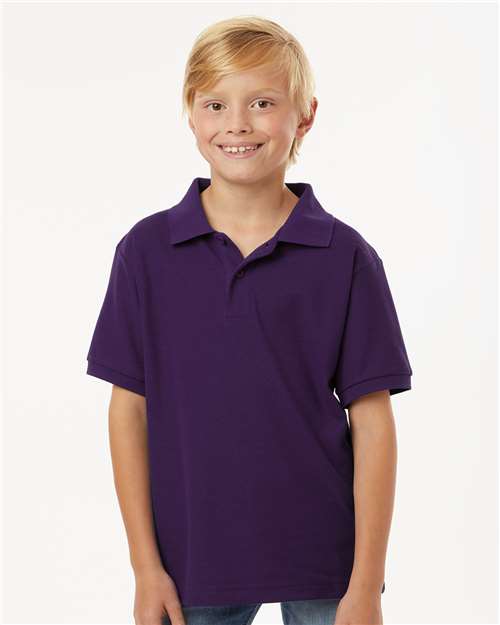 AllPro 62800Y Youth Pique Polo - Purple - model front