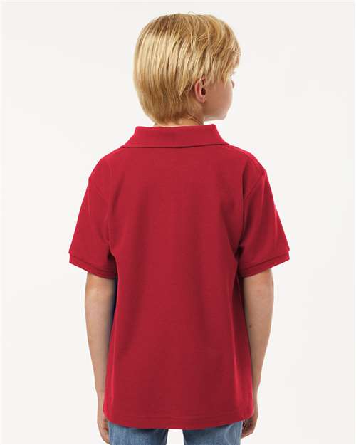 AllPro 62800Y Youth Pique Polo - Red - model back