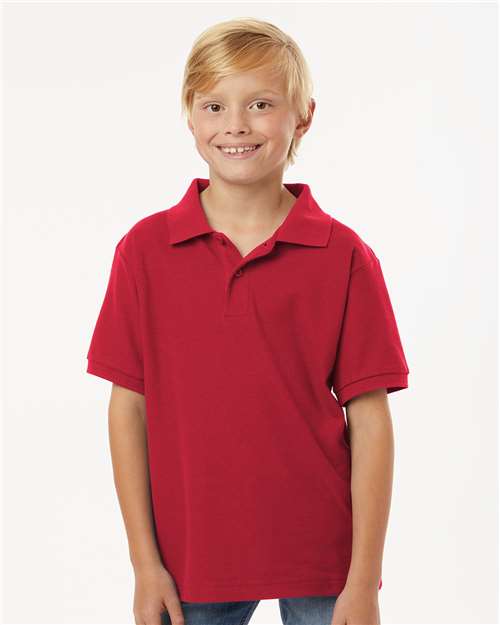 AllPro 62800Y Youth Pique Polo - Red - model front