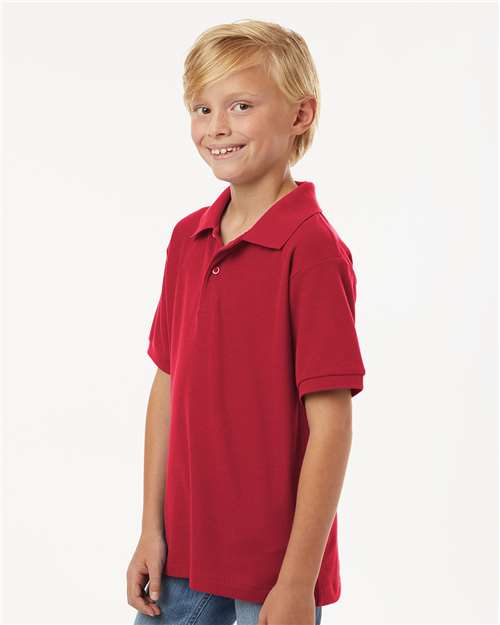 AllPro 62800Y Youth Pique Polo - Red - model side
