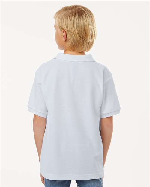 AllPro 62800Y Youth Pique Polo - White - model back