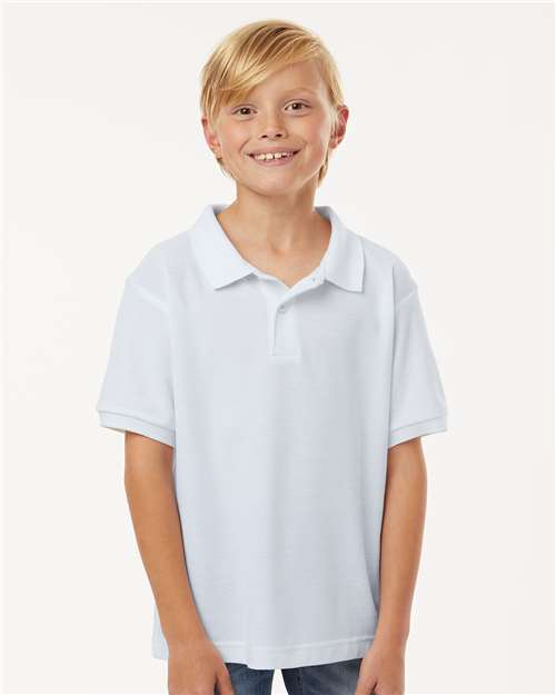 AllPro 62800Y Youth Pique Polo - White - model front