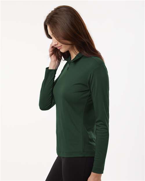 AllPro 41870L Women's Pro-Lock Performance Quarter-Zip Pullover - Forest Green - model side
