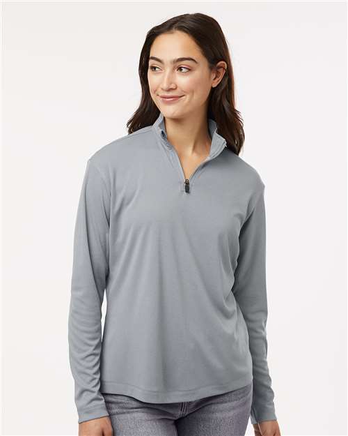 AllPro 41870L Women's Pro-Lock Performance Quarter-Zip Pullover - Heather Steel - model front