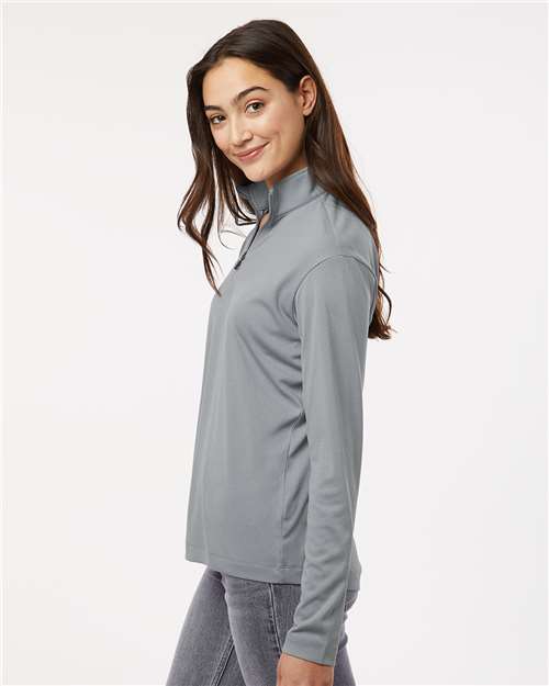 AllPro 41870L Women's Pro-Lock Performance Quarter-Zip Pullover - Heather Steel - model side