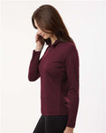 AllPro 41870L Women's Pro-Lock Performance Quarter-Zip Pullover - Maroon - model side