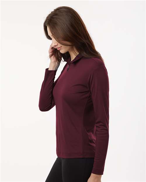 AllPro 41870L Women's Pro-Lock Performance Quarter-Zip Pullover - Maroon - model side