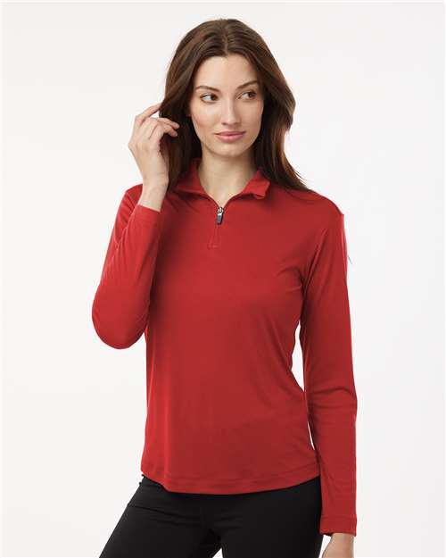 AllPro 41870L Women's Pro-Lock Performance Quarter-Zip Pullover - Red - model front