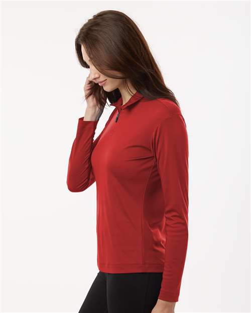 AllPro 41870L Women's Pro-Lock Performance Quarter-Zip Pullover - Red - model side