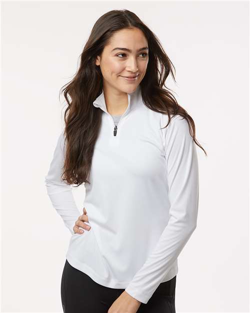 AllPro 41870L Women's Pro-Lock Performance Quarter-Zip Pullover - White - model front