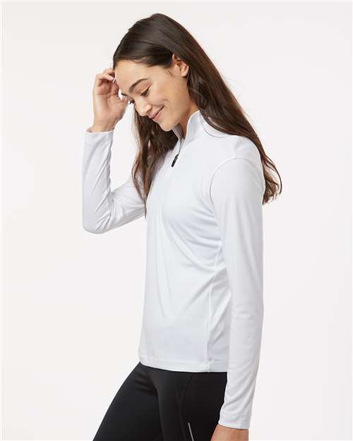 AllPro 41870L Women's Pro-Lock Performance Quarter-Zip Pullover - White - model side