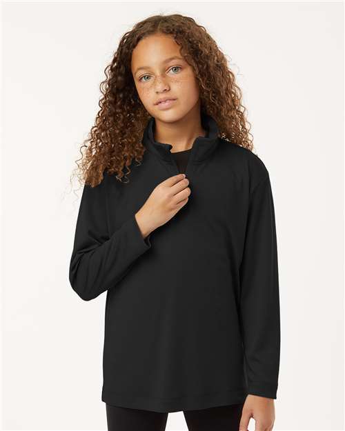 AllPro 41870Y Youth Pro-Lock Performance Quarter-Zip Pullover - Black - model front